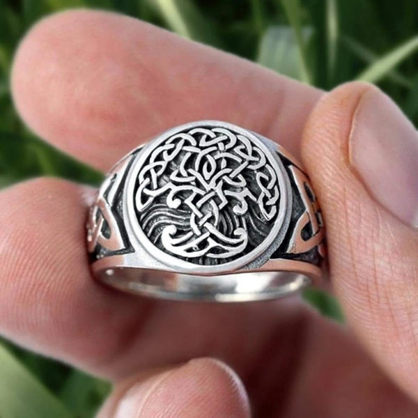 Organic Viking Ring Celtic Wedding Band Tree of Life Band 