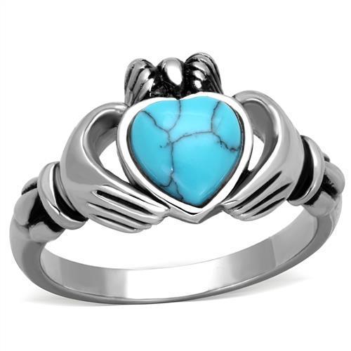 Mens Claddagh Ring -Turquoise Mens Claddagh Ring - Celtic Ring-Celtic Knot Ring-Clover Jewelry-Celtic Jewelry-Tree of Life Necklace-Irish Kilt