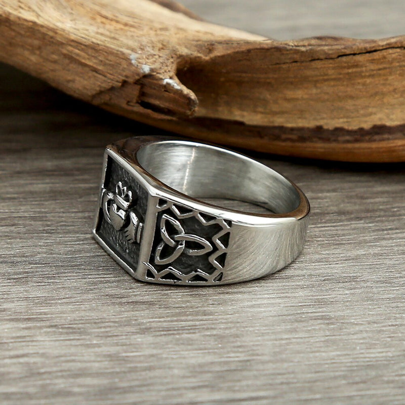 mens claddagh ring, celtic ring, celtic knot ring, tree of life necklace, irish hat, irish kilt, clover jewelry, rose quartz ring