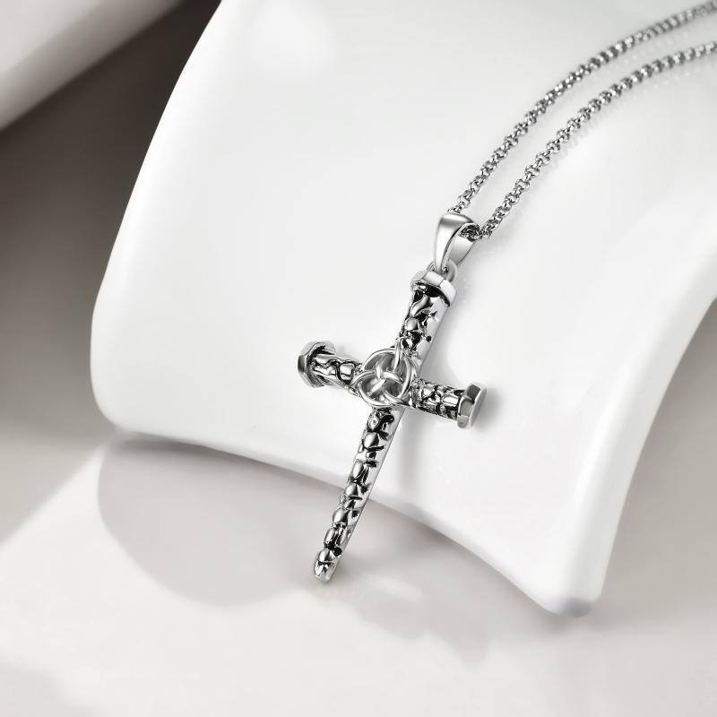 Heavy Silver Celtic Cross Pendant Necklace - Ruby Lane