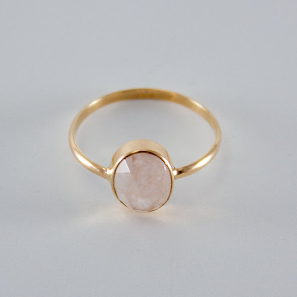 Rose Quartz Ring - Chakra Jewelry - Celtic Jewelry - 14K Gold Plated Rose Quartz Ring-clover jewelry-tree of life necklace-celtic ring